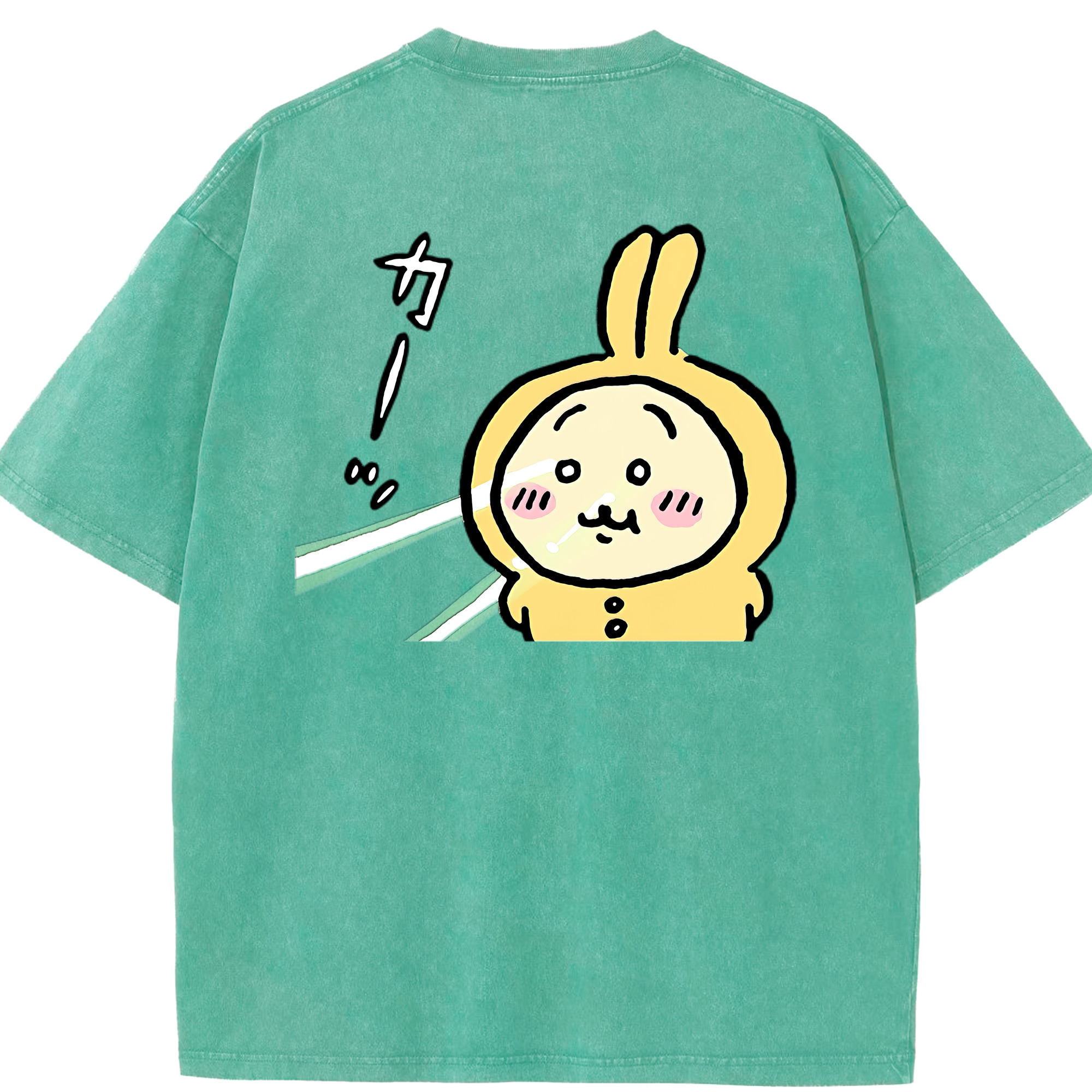 （画像用） ちいかわ うさぎ Chii-kawa usagi 綿100% ヴィンテージ風 半袖Tシャツ（背面プリント）
